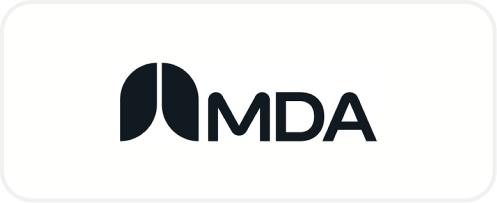 A logo with the word mda on it.