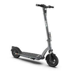 Electric scooter with a black frame and two wheels, displayed on a plain white background.